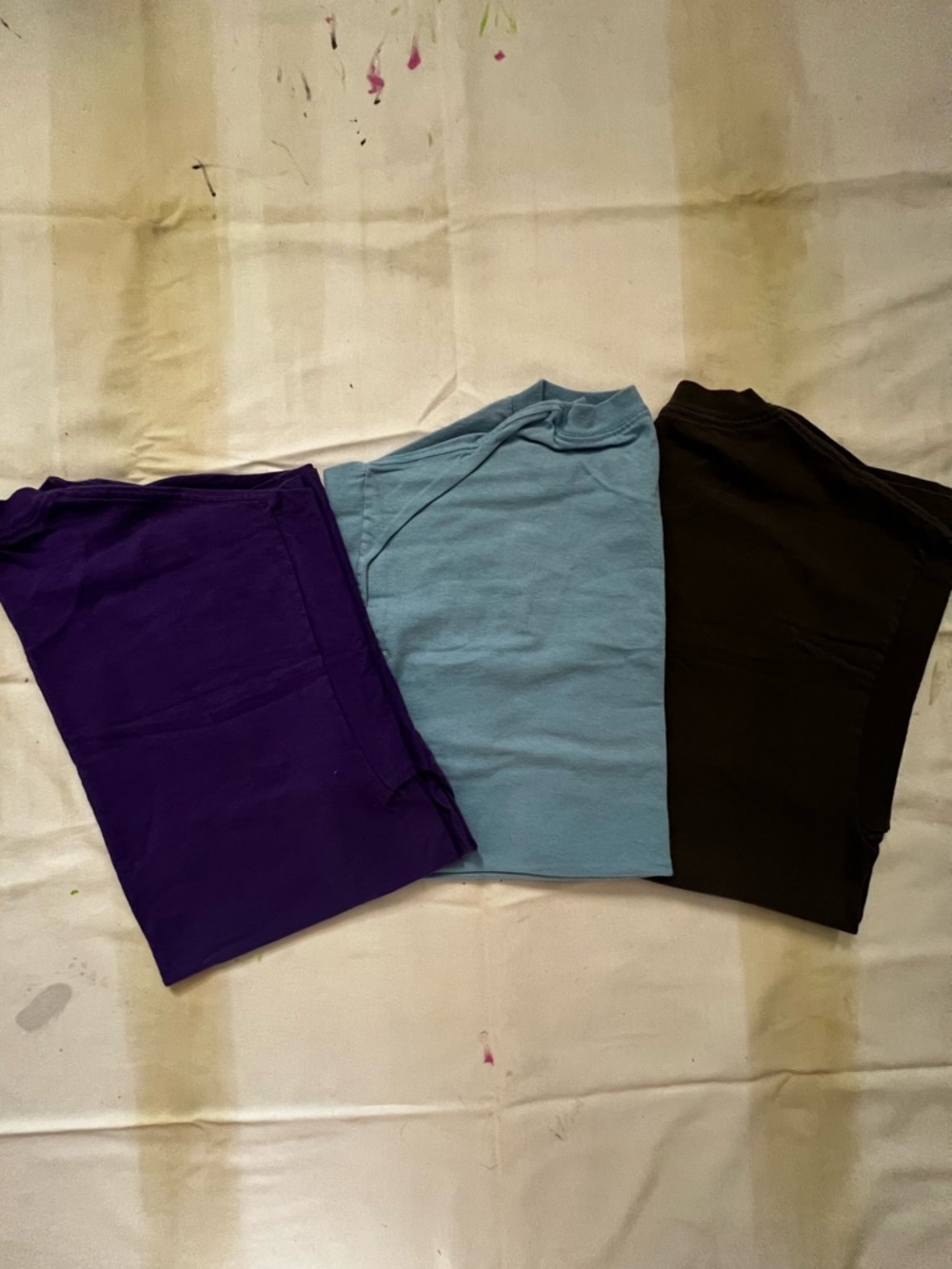 Set of 3 Solid Tee Shirts - Purple, Light Blue, Black